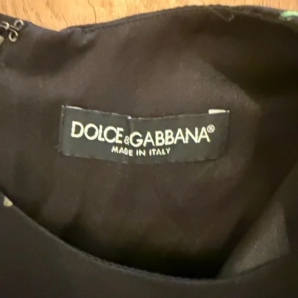 Dolce & Gabbana Black Midi Dress with White Rose Print - Picture 8 of 8